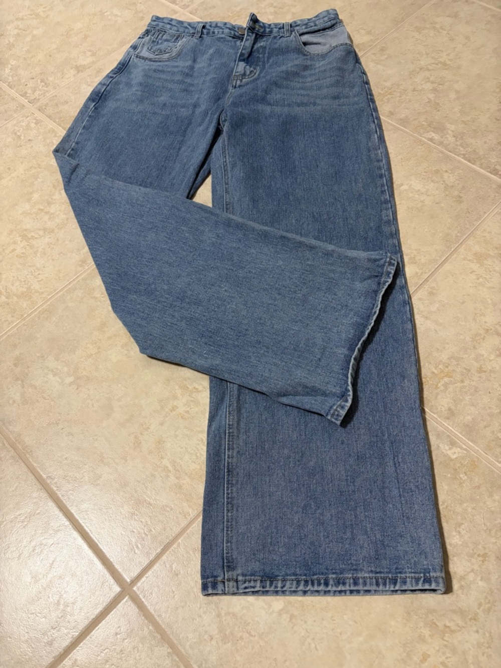 HDLTE Baggy Denim Jeans in Medium Blue